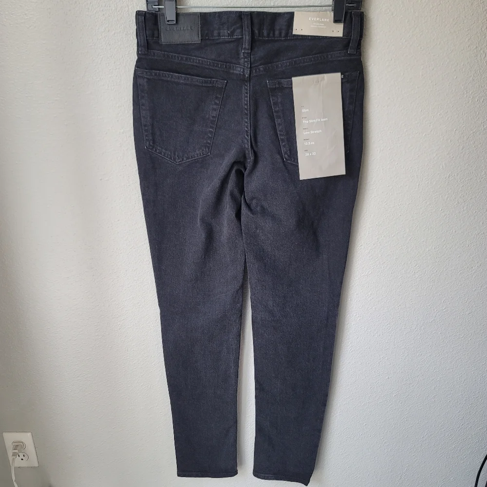 NWT Everlane The Slim Fit Jean, Size 28 x 32, Color Washed Black
